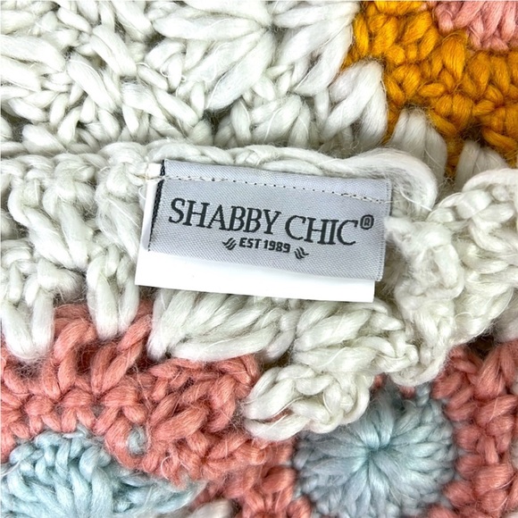 NEW Shabby Chic Granny Squares Chunky Afghan Hand Crochet Floral Throw Blanket - Picture 5 of 7